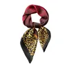 Retro Summer Thin Leopard Splicing Floral Green Elegant Square Scarf Emulation Silk Scarf For Women All-Matching Graceful295w