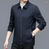 Vestes pour hommes Marque Business Jacket Casual Turn-down Collar Lar Zipper Simple Youth Clothes Office Men