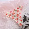 Briefs Panties Other Panties Cute Girls Ladies Mesh T-Back T-String Thongs Sexy Panties Transparent Strawberry Cherry Low-Waisted Seamless Underwear Women x0719