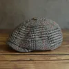 Newsboy Hats Autumn Winter Men's Newsboy Hat Wool Blend Male Beret Men And Women England Gatsby Retro Hat Driver Flat Cap HKD230718