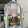 Camisas casuais masculinas SS Castle Island Pattern Casablanca Shirt High Quality Aloha shirt Tshirt Gymnasium y2k 230718
