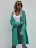 Pulls pour femmes MAYCAUR 2022 début du printemps long cardigan couleur unie femmes banlieusard lâche tricot femmes mode pull femme vêtements J230718