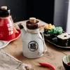 Juegos de vajilla Botella de salsa de soja de cerámica Condimento para el hogar Accesorio de cocina Dispensador de olla de aceite de estilo japonés Contenedor de café Especias