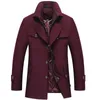 Men's Wool Blends Brother Wang 2023 Winter Men's Thick Warm Wool jacket Doublar Fashion Casual Slim Red Wine Trench Coat Brand Overcoat HKD230718