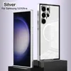 Étui magnétique de luxe pour Samsung Galaxy S23 Ultra S22 Plus, cadre en alliage métallique, fond de panier transparent pour couverture de chargement sans fil