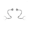 Stud Earrings Genuine 925 Sterling Silver Pentagram Heart Ear Buckle Rotating Wave Mini For Women Personality Jewelrry