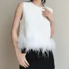 Kvinnors T -skjortor Small Design Solid Color Top 2023 Autumn Slim Fit Sleeveless Bottom Panel Feather Tank för kvinnor