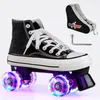 Ice Skates Flash wheel skates spot wholesale adult children fourwheeled canvas skating shoes double row slip 230717