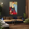 女性の像抽象キャンバスアートMme Hebuterne in Blue Chare Amedeo Modigliani Painting手描きアートワークベッドルームの装飾
