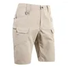 Men's Shorts Summer Cargo Men 2023 Solid Color Outdoor Waterproof Wear Resistant Short Pants Multi Pockets Zipper Hiking