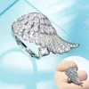 Cluster Rings Shiny Wing Party Ring For Women Micro Paved CZ Feather With A Square Zircon Freedom Romantic Finger Trendy Jewelry