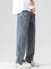 Jeans pour hommes rétro noir hommes haute rue marque de mode Streetwear pantalon droit ample Hip Hop Style coréen Denim pantalon femmes