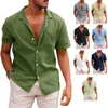 Polo da uomo Estate Casual Tinta unita Camicetta Camicia a maniche corte in lino di cotone Cardigan allentato Top Comoda spiaggia traspirante Uomo 230717