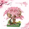 Blocchi Mirco Sakura Flower Treehouse Building Block Creative Street View Cherry Blossom Decor Mattoni fai da te San Valentino Giocattoli Regali R230718