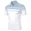 Herren Polos Business Casual Polo T-Shirt Einfache Streifen Druck Sommer Kurzarm Mode Streetwear Übergroße Kleidung 230718