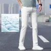Jeans pour hommes 2023 blanc mince avancé Stretch maigre broderie décoration Denim pantalon mâle marque vêtements