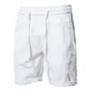 Shorts masculino de linho de algodão cordão respirável cintura elástica calça de cinco pontas masculina cargo verão bolsos médios pantalones de praia