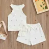 Ensembles de vêtements pour bébés filles, hauts et shorts, décoration perlée, ourlet réglable, cordon de serrage, taille élastique, vêtements 1-6T