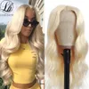 Perucas Sintéticas 613 Body Wave Lace Wig Sintético para Mulheres Negras Middle t Part 613 Blonde Highlight Borgonha Cosplay Uso Diário 230227