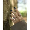 Cluster Rings SHANICE Street Shoot Real S925 Sterling Silver Open Ring For Women Girls INS Simple Smooth Face Drop Shape Adjustable