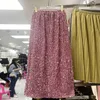 Kjolar koreanska mode midi kjol kvinna hög midja sida slits paljettpennor blyerts kjolar kvinnlig avslappnad mittlängd jupe dropp 230717