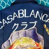 Survêtements pour hommes Casablanca Chemise hawaïenne Real PosWine Glass Print Wave Pattern Gradient Blue Top à manches longues Chemises Hommes Femmes 230717