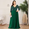 Basic Casual Dresses Plus Size Dresses for Women Elegant Sequin Chiffon Evening Party Dress Fashion Maxi Formal Wedding Luxury Cocktail Vestidos 230717