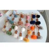 Keychains Lanyards Summer Slipper Shaped Shoe Keychain med äkta Mink Fur Trim Fashion Lover S Bag Purse Charm 230718
