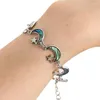 Braccialetti con ciondoli Bracciale con perline di luna stella di moda Braccialetto di conchiglia di abalone colorato naturale intagliato gioielli con chiusura a moschettone con base in lega intarsiata