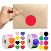 Present Wrap 500st skrivbara färgglada Dot Heart Sticker Adhesive Code Etiketter Tätningspåsar Enkuvert Kort Scrapbooking Paper Stationery