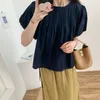 Blouses pour femmes 2023 été lanterne manches coton Chic Blouse haut femmes mode confortable ample décontracté basique chemise avec cordon de tirage