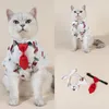 Costumes de chat chemise imprimée pour animaux de compagnie ensemble de chien lavable respirant avec fermeture à bouton nœud Costume Super doux sans décoloration pour l'été