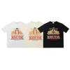 Camisetas masculinas da grife americana High Street Loose Meia manga estampada hip-hop unissex casual folgada camiseta de manga curta