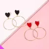 Boucles d'oreilles à tige exagérée grand cercle avec coeur classique romantique doux bijoux cadeau dames filles 2 Style 2023