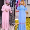 Plus Size Kleider Mode Afrikanische Langarm Größe Frauen Böhmische Lässige Einfarbig Maxi Chiffon Rüschen Partykleid Ladis Kleidung 230718