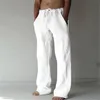 Mens Pants Solid color cotton linen mens pants minimum basic casual brushed ultrathin oversized loose straight leg 230718