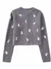 Pulls Femme TRAF Lapin Cardigan Femme Jacquard Pulls Courts pour Femme Manches Longues Tricot Cardigans Pull Femme Hiver 2023 Jersey L230718