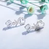 Orecchini a bottone in argento sterling 925 con cuore a goccia lunga per le donne gioielli da sposa regalo personalità diamante