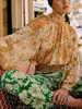 Chemisiers pour femmes deux vêtements femmes Vintage ruban chemise imprimé fleuri femme lanterne manches chemisier hauts 2023 printemps