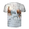 Zomer 2020 Ronde Hals Persoonlijkheid T-shirt Mode 3D Hoge Kwaliteit Cool Horse Head Street Wear T-shirt Met Korte Mouwen