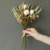 Decorative Flowers Artificial Flower Hybrid Bouquet Hydrangea Fake DIY Home Table Decoration Craft Wreath Supplies Wedding Rose