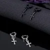 Stud Earrings Stainless Steel Small Cute Circle Round Cross Punk Style Male Jewelry