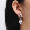 Necklace Earrings Set Classic Teardrop Leaf Shape Zirconia Luxury White Gold Colour Women's Jewellery Accessories Gift Cadeau