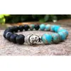 Męskie Buddha Mala Bransoletka Blue Sea Magnesite Jasper Black Onyx Bohemian Buddhist Modlitwa Ochrona Meditation Mala Male Men Brac286n