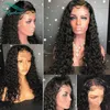 Deep Curly 360 perucas de renda de cabelo humano cabelo virgem brasileiro pré-arrancado nós descoloridos 360 perucas frontais de renda com cabelos de bebê para preto304D
