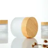 5 10 15 30 50 G / ML lege hervulbare containers met houten korrelschroefdoppen en binnendeksels, ronde glazen potten voor cosmetische bodylotion Gnbn