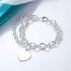 Neues Designer-Charm-Armband der T-Serie für Frauen, Love Lock-Armband in Silber, luxuriöse kubanische Kette, Verlobungs- und Hochzeitsschmuck, Geschenk mit Box