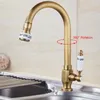 Keuken Kranen Wastafel Kraan Keramiek Antiek Brons Afgewerkt Koud Water Alleen 360 Swivel Rotatie Enkel Gat Outdoor Balkon Kraan