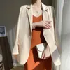 Women's Suits 2023 Spring/Summer Long Sleeve Work Suit Cotton Coat Solid Short Pearl Gloss Small Top