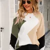 Sweter damski Sweter damski 2022 jesień zima nowe geometryczne kolory O Neck Dopasowanie kolorów mody patchwork pullover ladies streetwear l230718